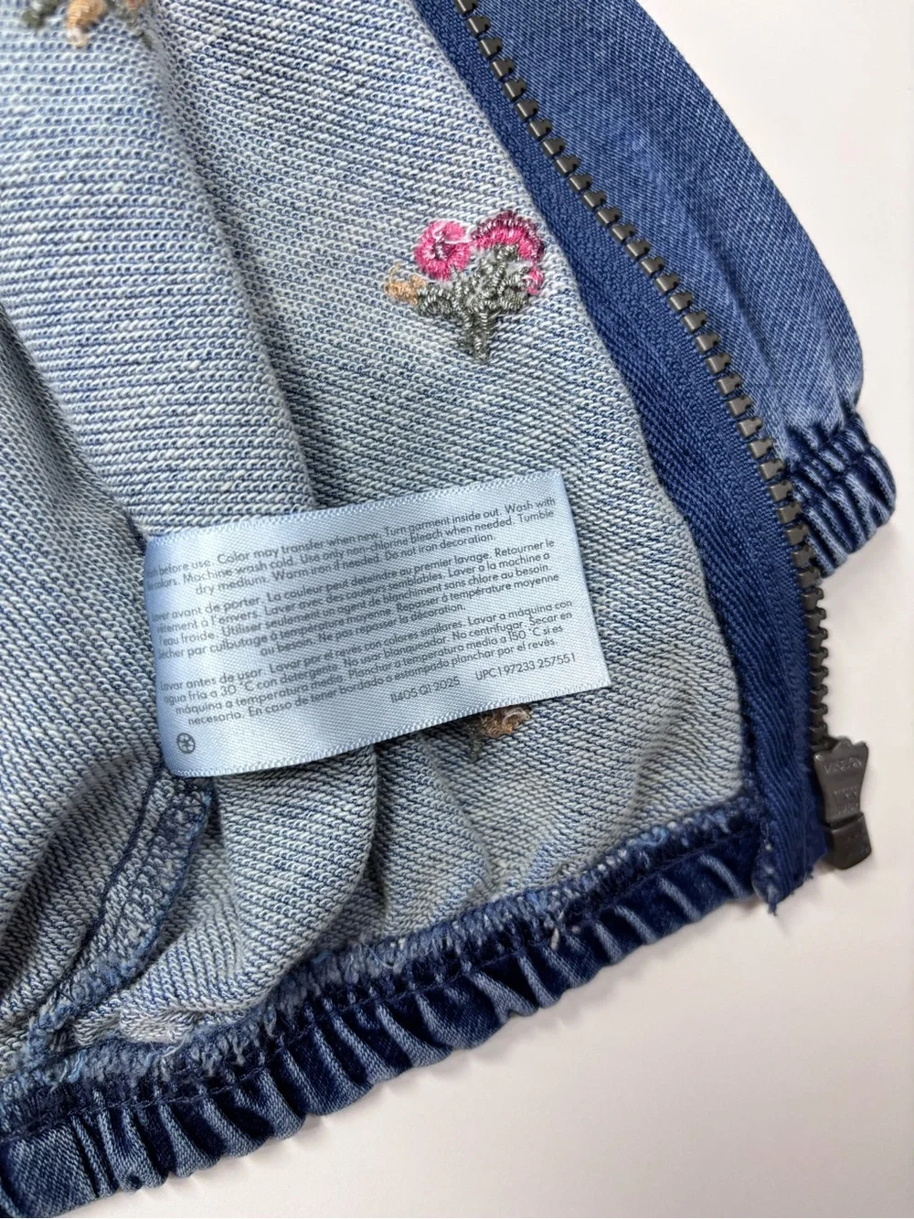 Carter's Blue Denim Jacket with Pink Rose Embroidery Size 6M